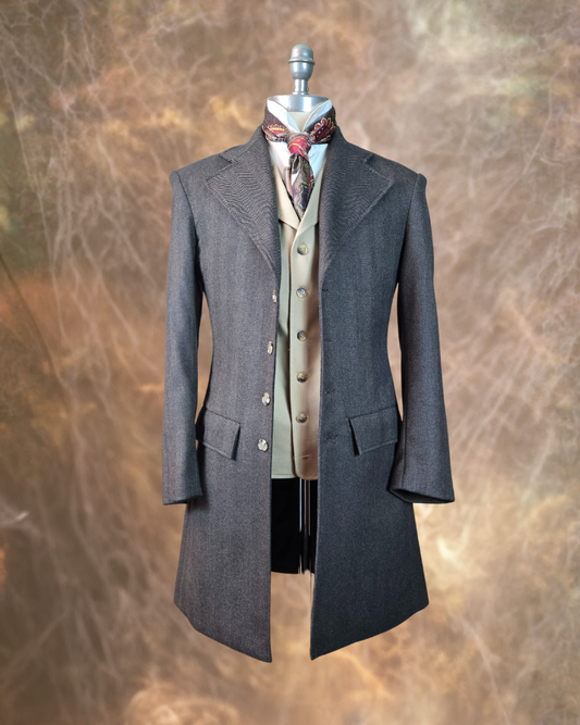 Men's Frock Coat - Brown and Black Herringbone