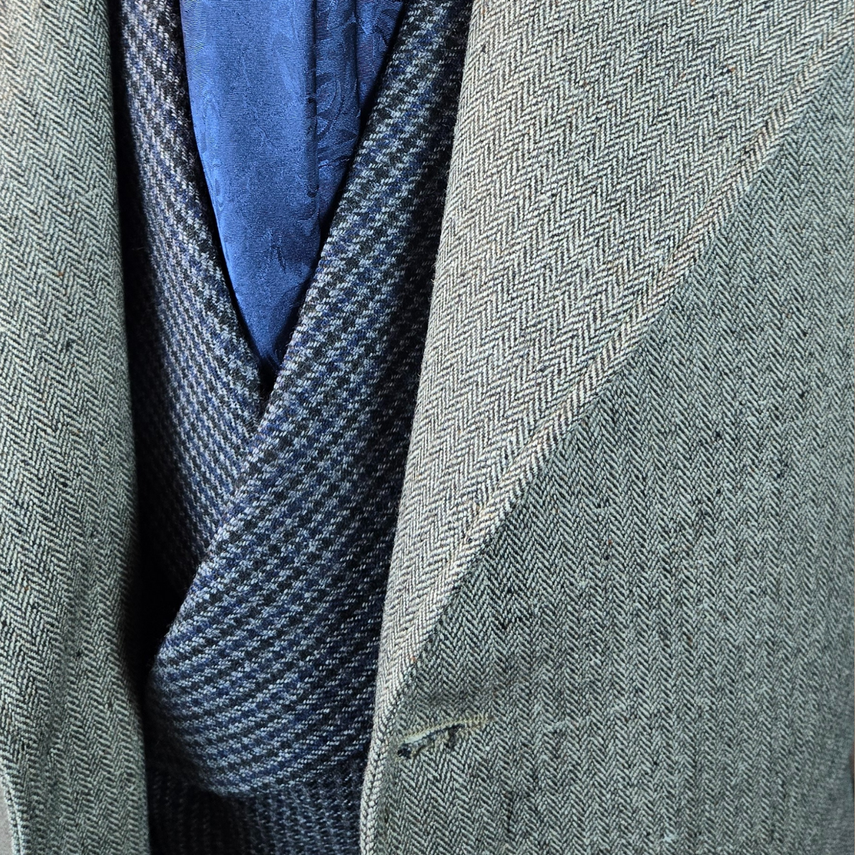 Men's Frock Coat - Pale Grey Herringbone