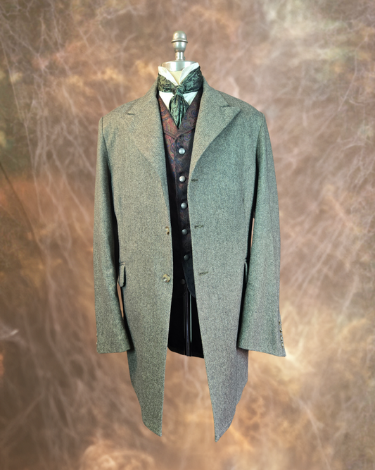 Men's Frock Coat - Pale Grey Herringbone