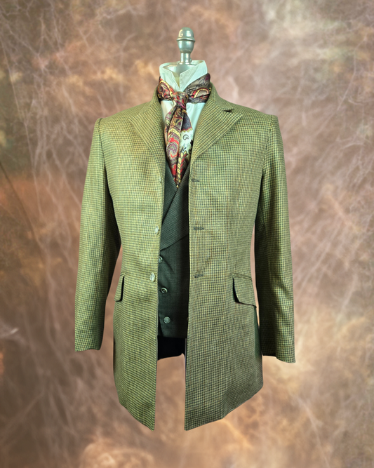 Men's Town Coat - Golden Palm and Olive Houndstooth 4763