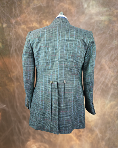 Men's Town Coat - Grey and Blue Glen Plaid with Rust Windowpane f96