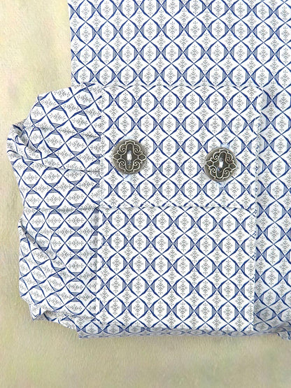 Blue and White Lattice Men's Dakota Shirt