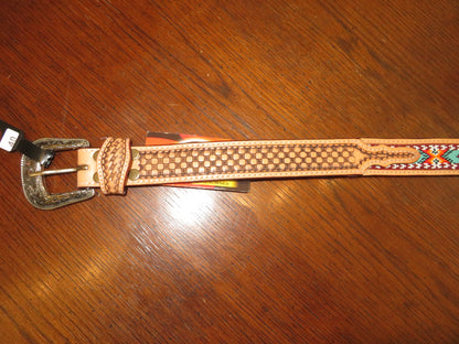 Challenger Leather Belt with red and orange diamond bead work