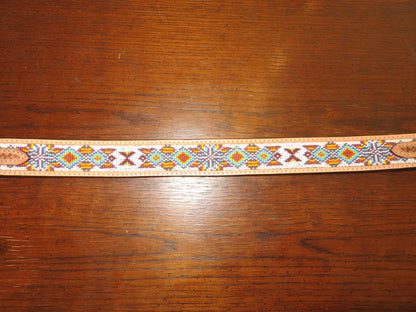 Challenger Leather Belt with Bright, Geometric bead-work