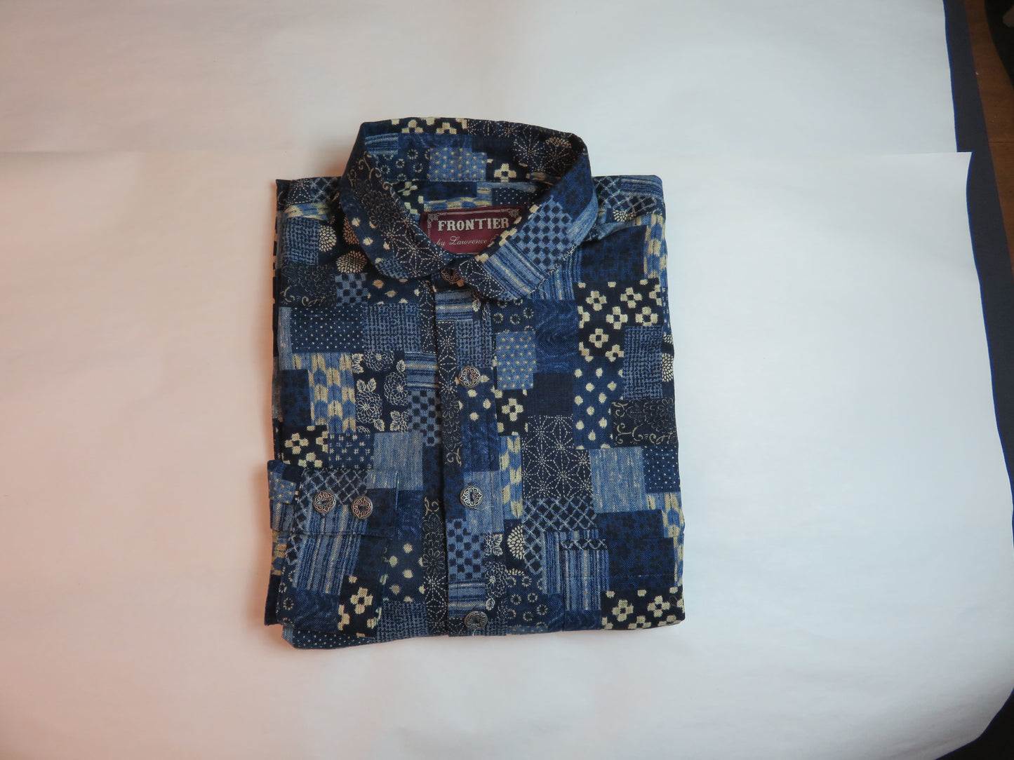 Blue and Tan Patchwork Men's Dakota Shirt