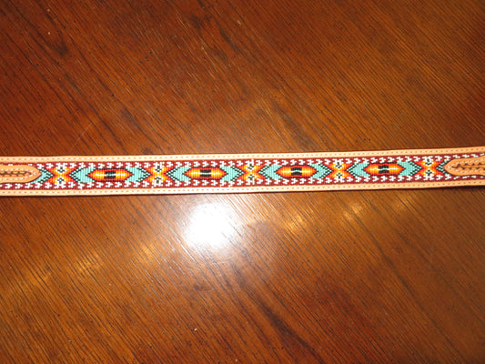 Challenger Leather Belt with red and orange diamond bead work