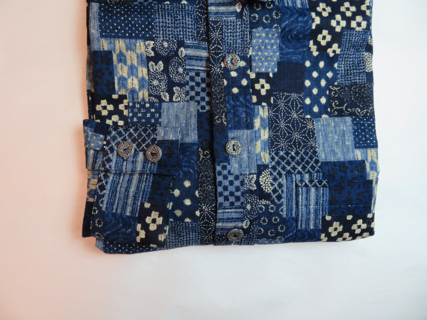 Blue and Tan Patchwork Men's Dakota Shirt