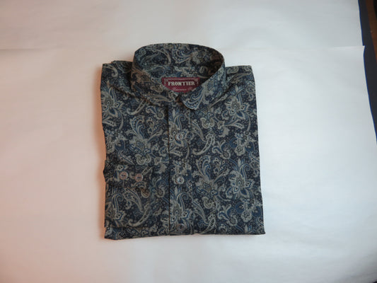 Dark Blue, Tan and Grey Paisley Men's Dakota Shirt