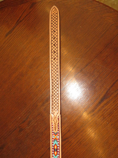 Challenger Leather Belt with red and orange diamond bead work