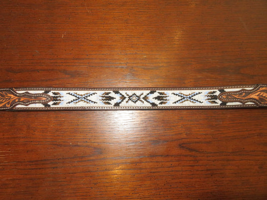 Challenger leather belt with Black, White and Lavender beads