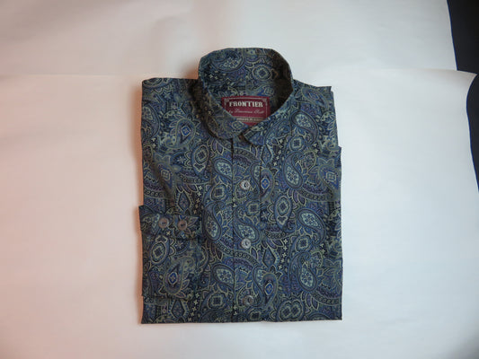 Dark Grey and Blue Paisley - Men's Dakota Shirt