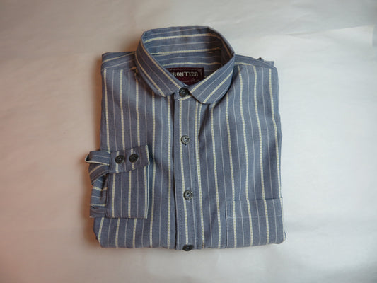 Blue with Tan Ticking Stripe Men's Dakota Shirt