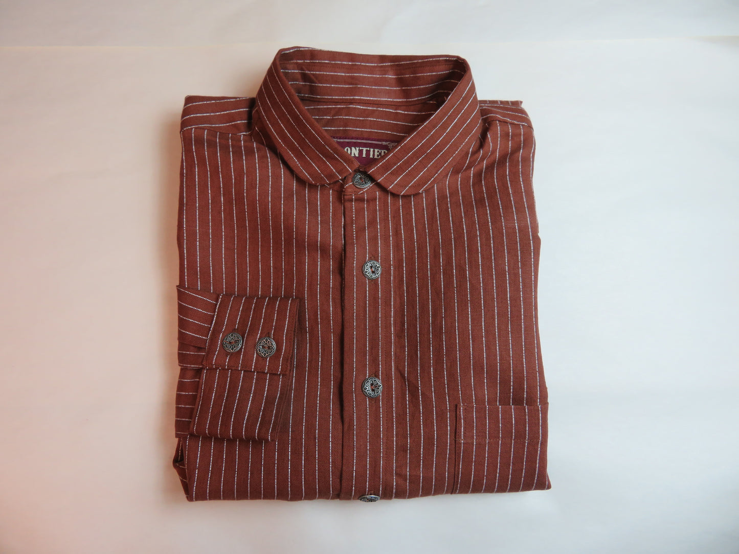 Brick with Ticking Stripe Men's Dakota Shirt 100% linen