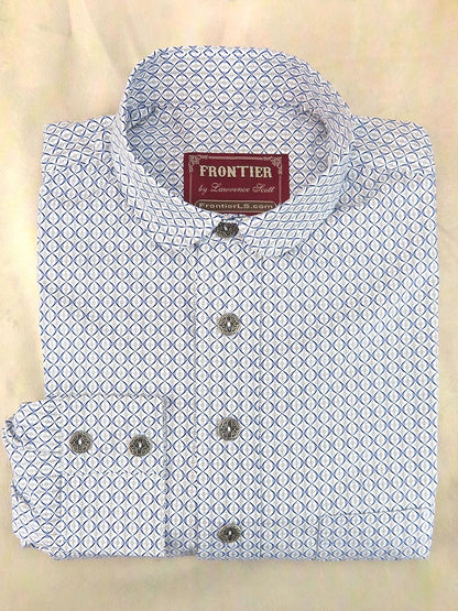 Blue and White Lattice Men's Dakota Shirt