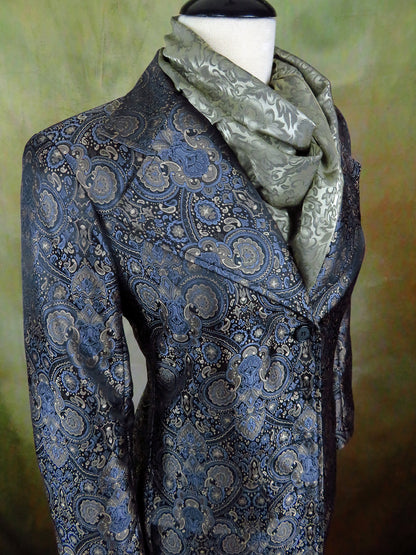 Women's Brocade Frock Coat - Gunmetal